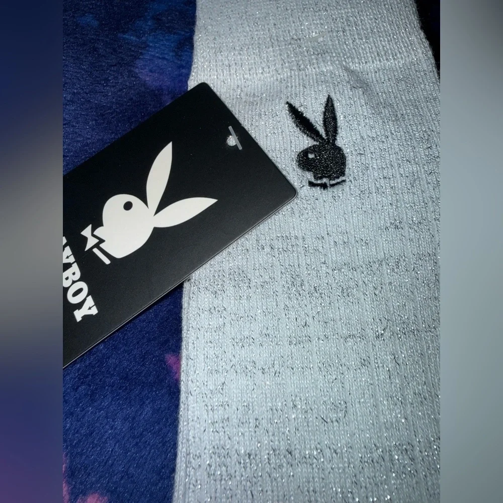 PLAYBOY Silvery Gray Crew Socks- NWT